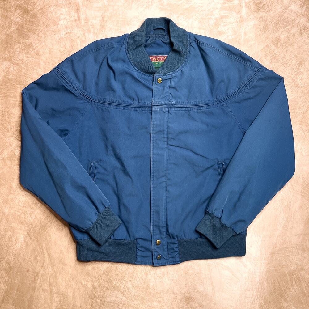 Vintage 90s Oakton Limited Blue Zip Up Bomber Jacket Snap Button Retro Gorpcore